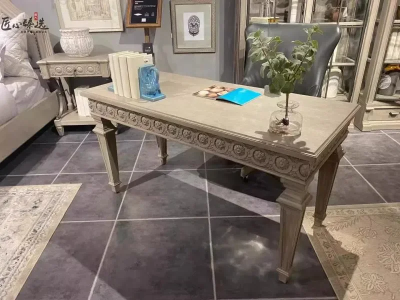 Американский ретро-резьба по цельному дереву и старый письменный стол, европейский компьютерный стол, письменный стол