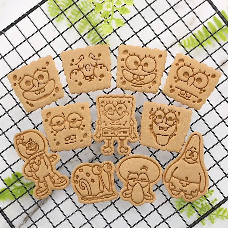 SpongeBob Cartoon Cookie Mould Home Baking Pastry Bakeware Tools Patrick Cookie Embosser Cutters 3D Mold Set Safe Durable Gift