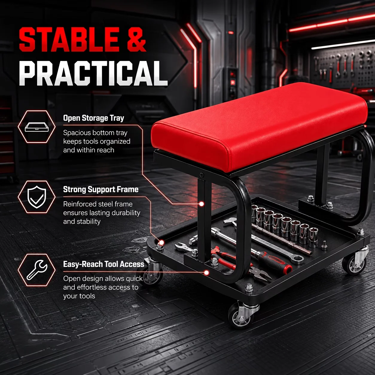 2-in-1 Mechanic Creeper Seat F - đánh giá và giá Garage Creeper Roller