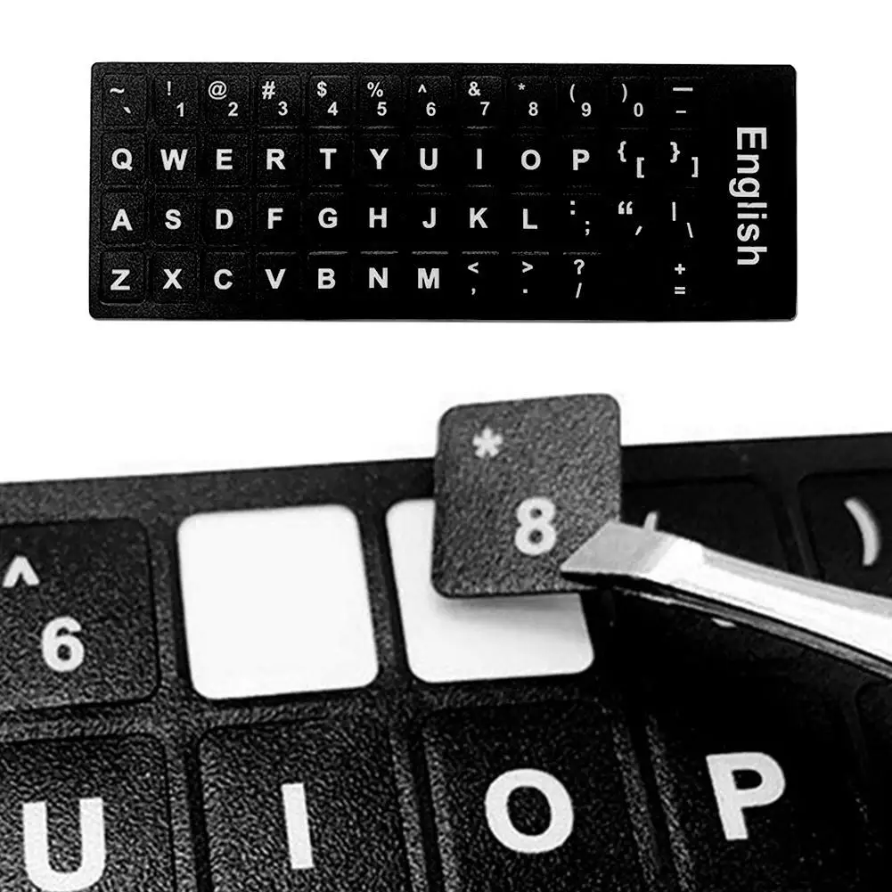 Stiker Keyboard huruf Inggris PVC buram stiker untuk Tablet Notebook komputer Desktop Keyboard Keypad Laptop U8J7