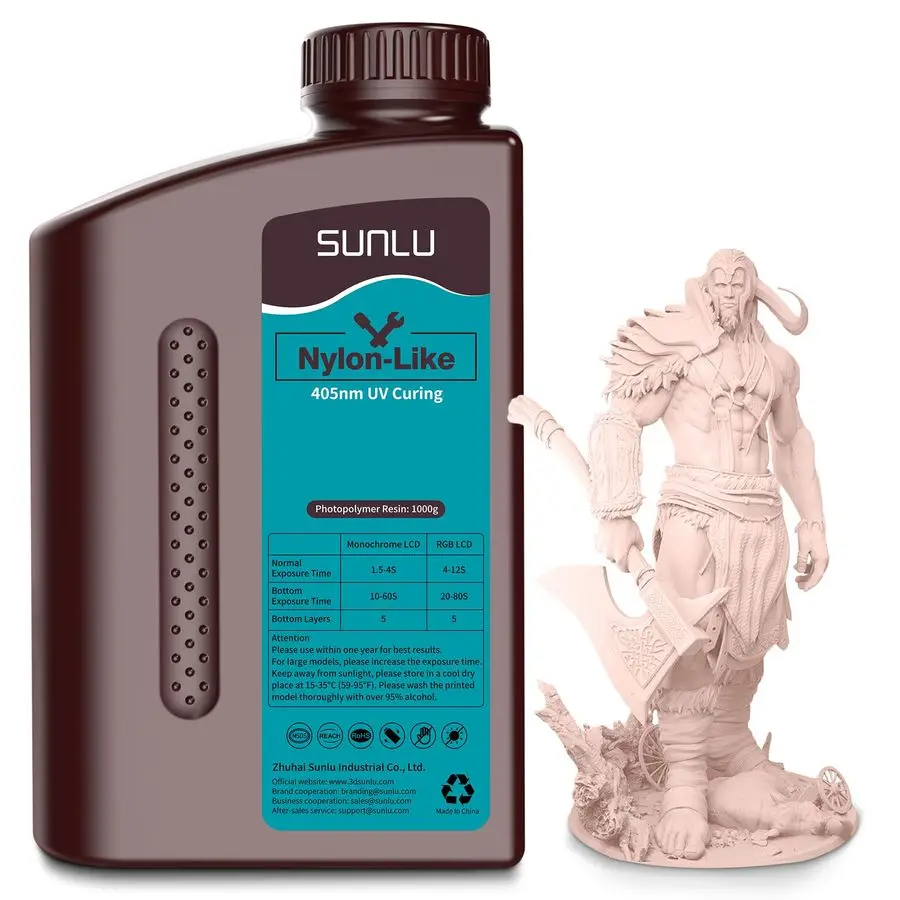 

3D Printer Resin, Strong Durable Nylon Like 3D Resin for LCD DLP SLA Resin 3D Printers, 1000g, Beige