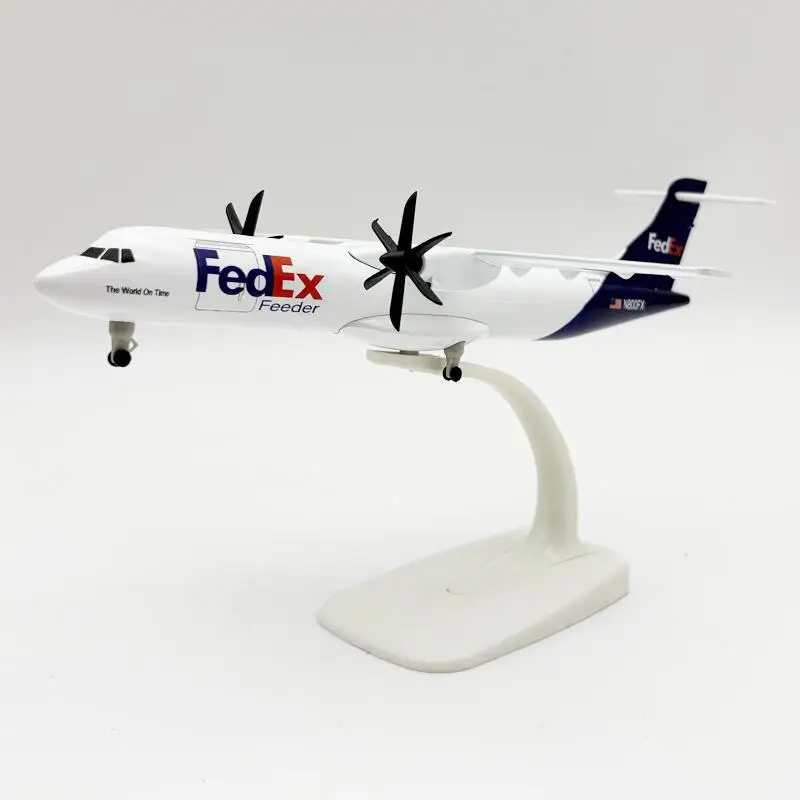 نموذج طائرة FedEx ATR للأطفال مقاس 20 سم؛ مصنوع من سبيكة معدنية Diecast؛ متضمنة الوقوف #3