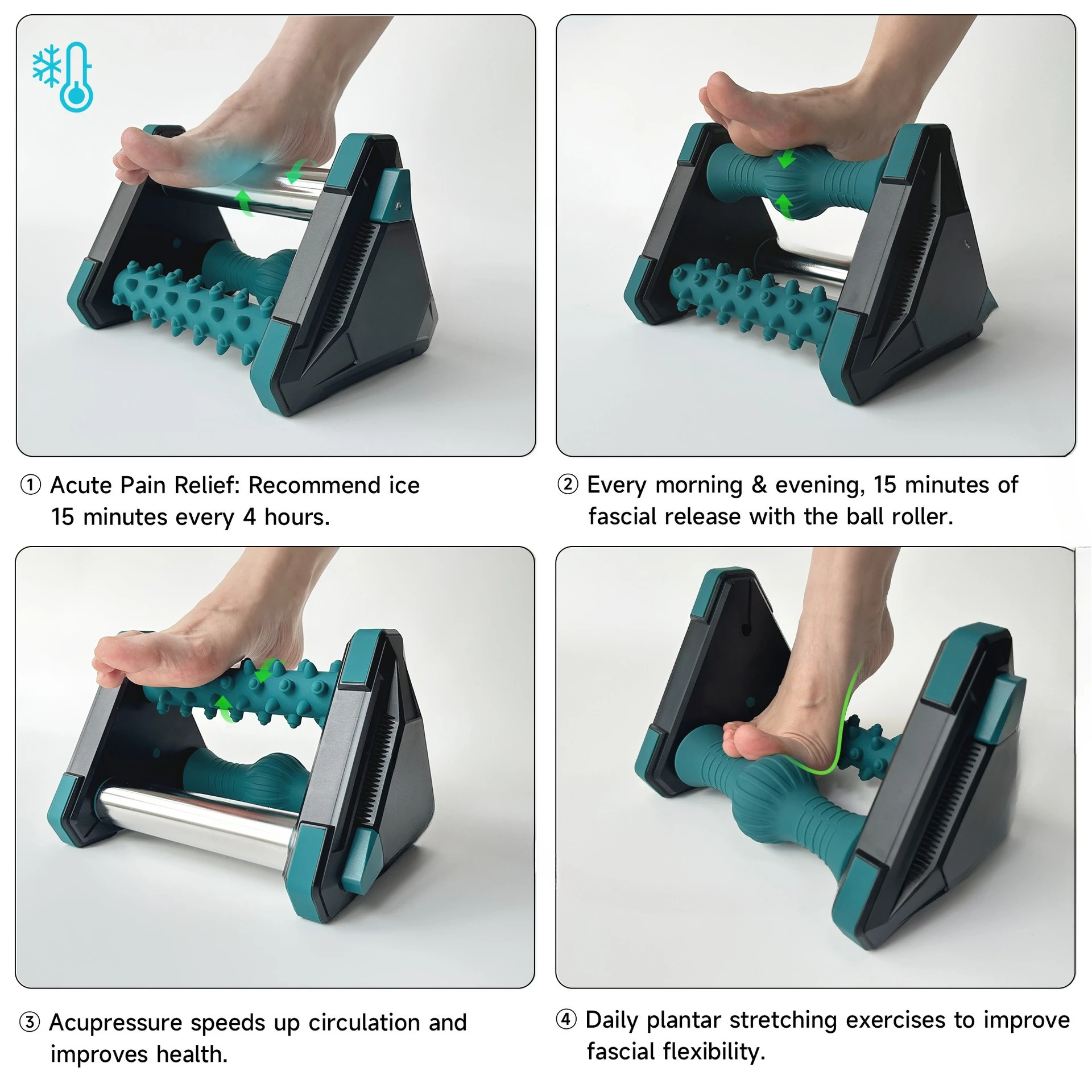 Foot massager, relieve plantar fascia, foot pain, heel pain, three-in-one massage