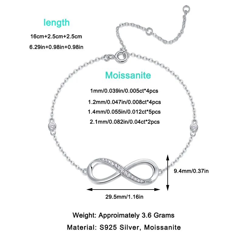 S925 Sterling Silver D Color Moissanite Adjustable Bracelets for Women Trendy Geometry Luxury Quality Jewelry Anniversary Gifts