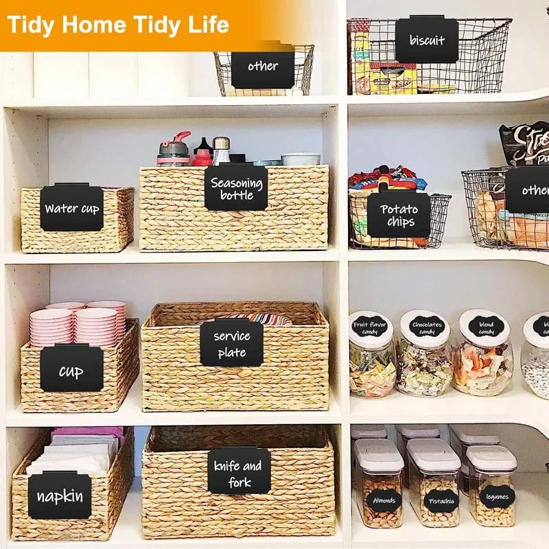 10Pcs Removable Chalkboard Labels Clip Reusable Storage Bins Pantry Labels Clothes Storage Basket Tags Assortment Accessories