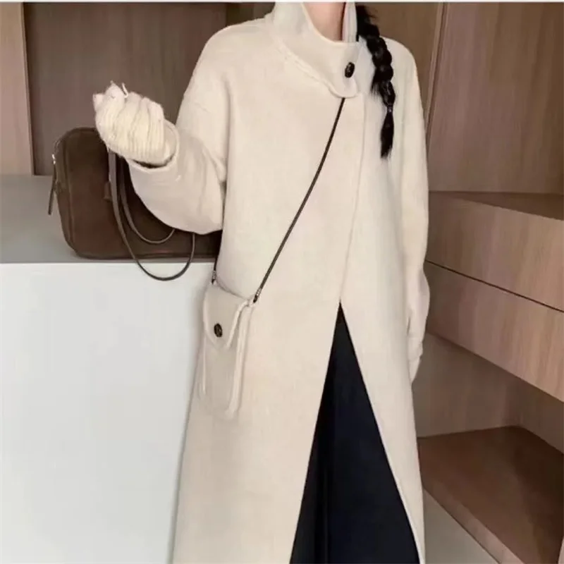 

Loose Women's Woolen Coat Autumn Winter New Style Korean Version Gray Tweed Fashionable Ins Women's Outerwear