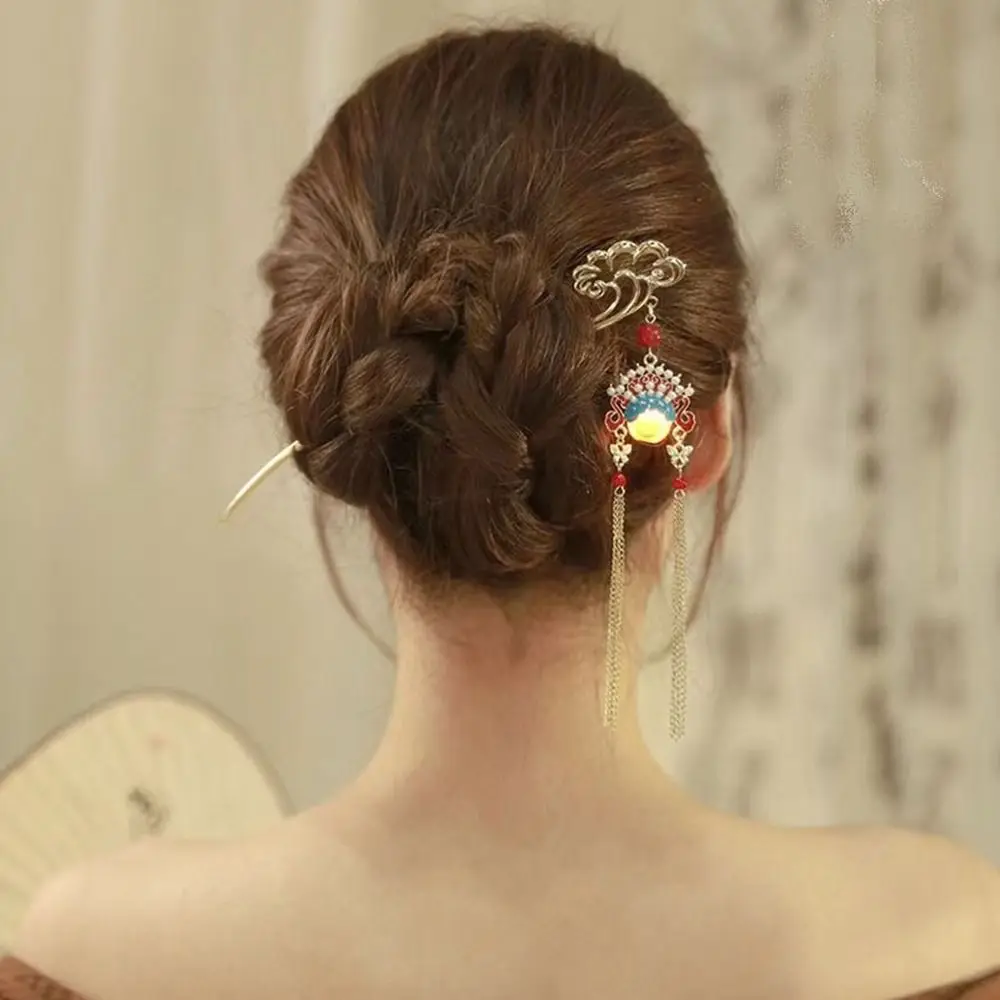 

Жемчужная светящаяся шпилька-фонарь, люминесцентная заколка для волос в китайском стиле, светодиодный фонарь с кисточкой, палочка для волос из сплава для булочек, заколка для волос Hanfu