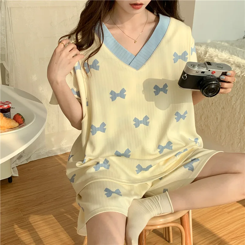 Kawaii sanrios cinna moroll plus größe pyjama anzug cartoon sommer mädchen lose pyjama homewear niedliche anime kurze ärmel shorts set