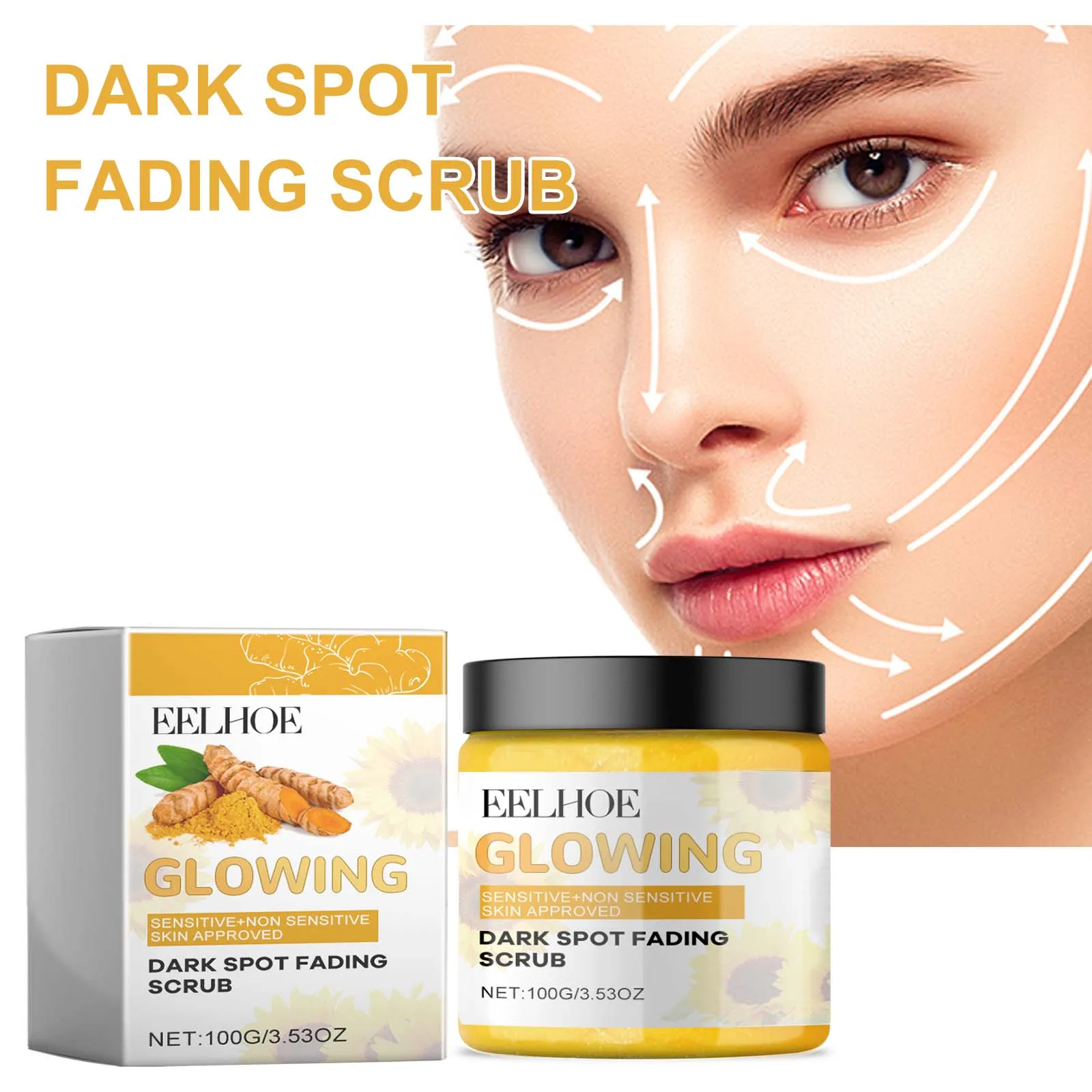 

Get Clear, Radiant Skin with EELHOE Turmeric Exfoliating Facial Scrub, Natural Dark Spot Remover for A Blemish-Free Complexion