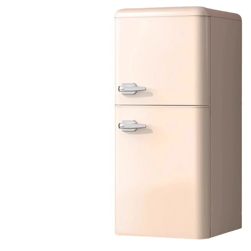 

retro small and medium-sized refrigerator, home rental room, energy-saving soft sound double door, refrigerated small freezer