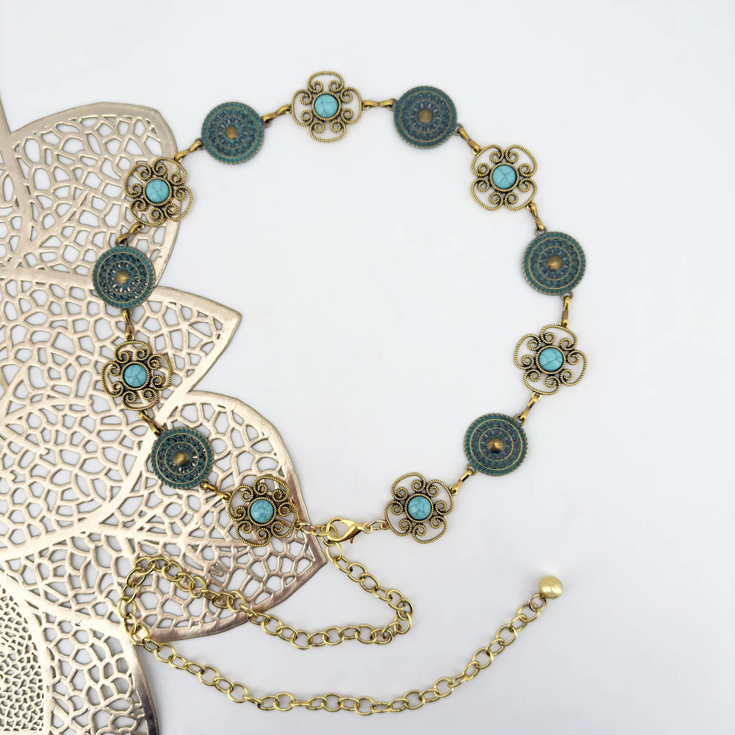 Bohemian-Stil Retro Gold Sonnenblumen-Blumen-Mode Western-Elemente Denim-Taillenaccessoires Damen Hosen- und Rock-Kette Vielseitig Einsetzbar – Detail 23