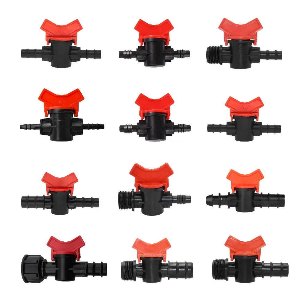 4/8/10/12/16/20/25mm Hose Barbed Mini Valve Garden Tap Barb Connectors With 1/2 3/4 Inch Thread Drip Irrigation System Fitting