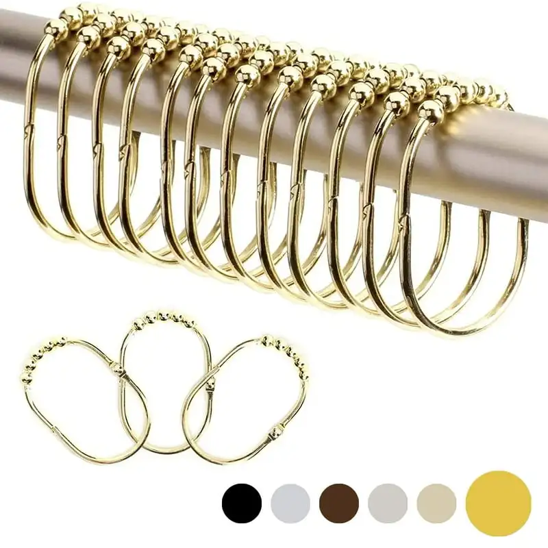 

Stainless Steel Shower Curtain Rings Hooks - Set of 12 (Gold) - 2 Lb. Depot