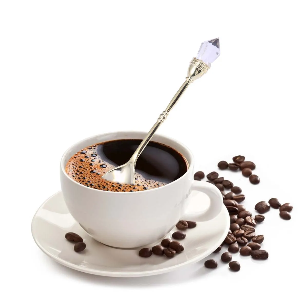 

Набор ложек для перемешивания с золотой отделкой. Элегантная кофейная ложка в стиле ретро с бриллиантовым акцентом для смешивания напитков, коктейлей, мороженого.