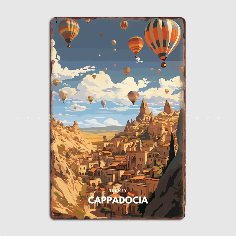 

Visit Cappadocia Travel Scenic Spot Retro Poster Metal Sign Garden Indoor Home Wall Decor Room Decoration