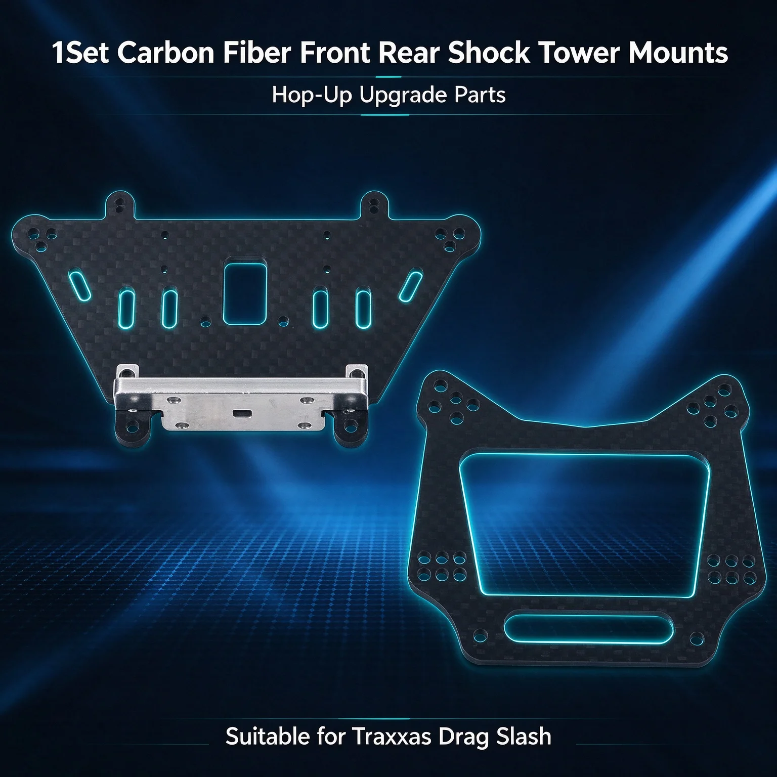 RC Carbon Fiber Shock Tower Damper Stay Mount Kit Compatible with Traxxas Drag Slash Drag Racing Hop-up Parts