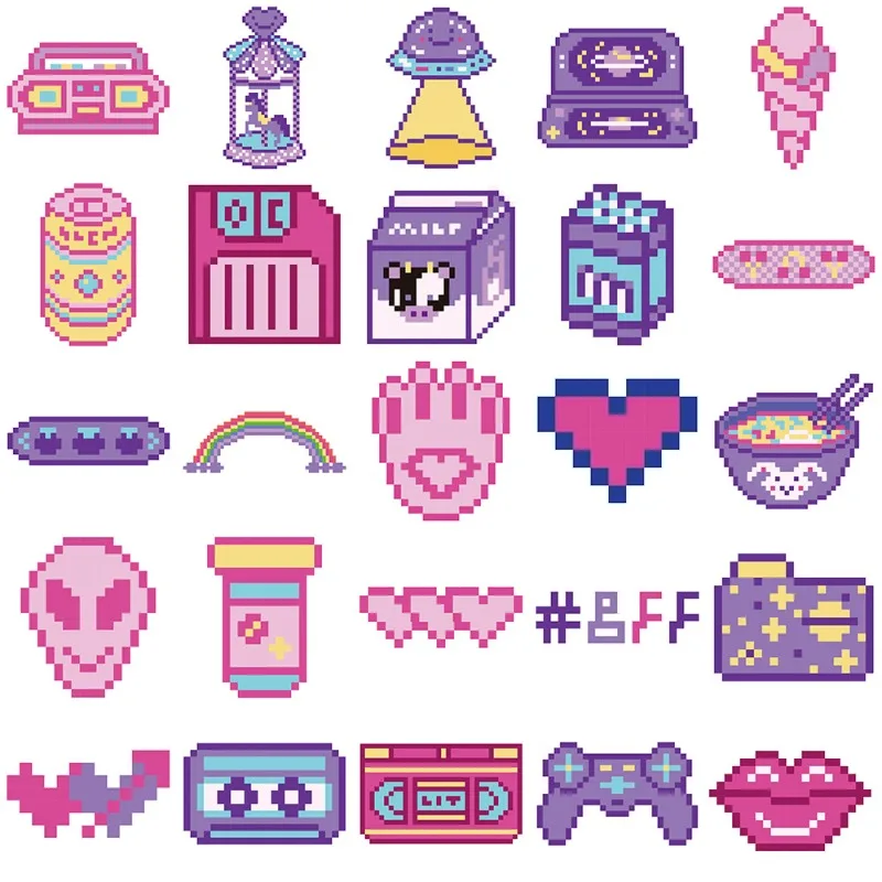 50PCS Cartoon Personality Pixel INS Creative Graffiti Decorative Stickers