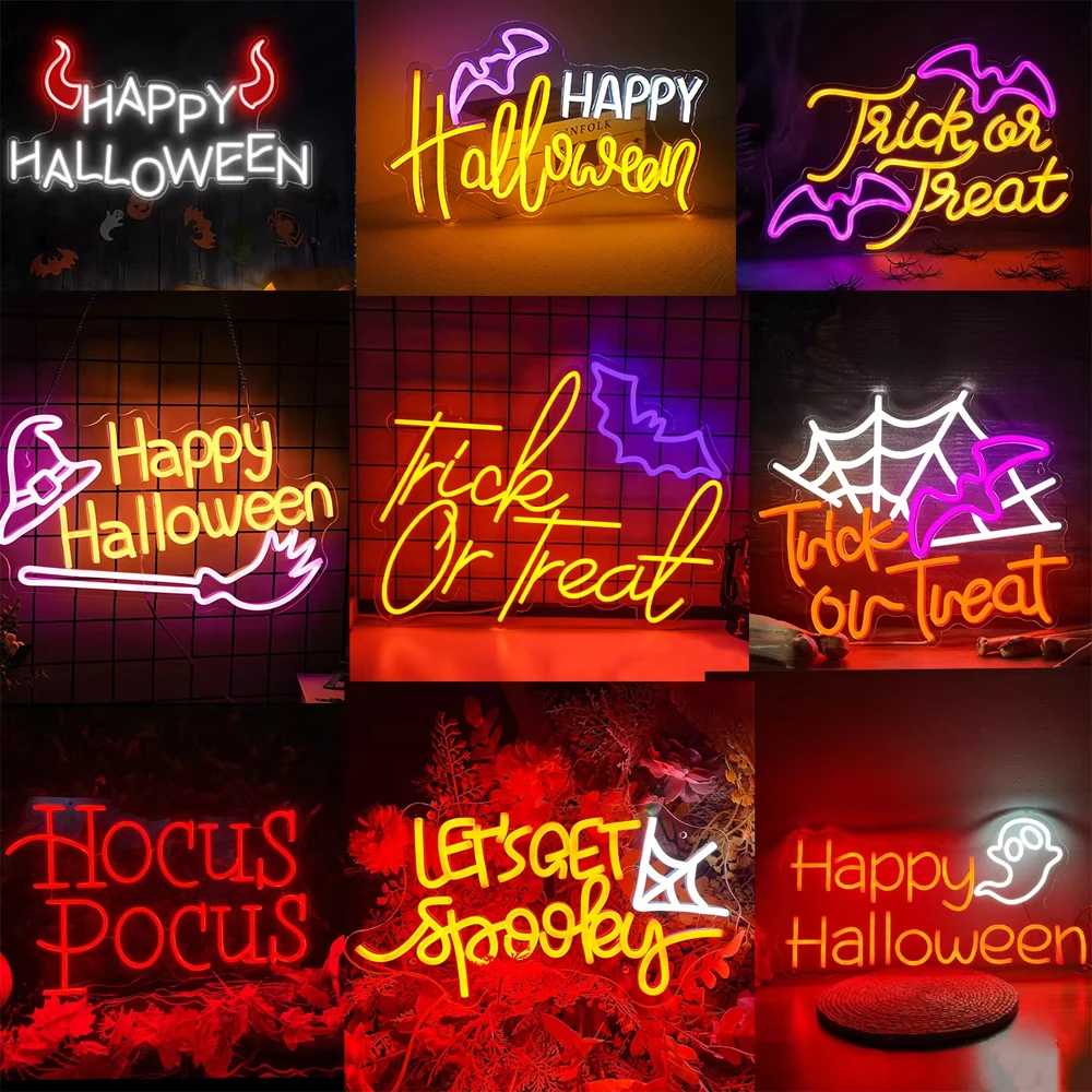 

Halloween Neon Sign Halloween Funky Party Til We Are Ghosts LED Light Halloween Neon Sign Spooky Atmosphere Wall Decorations