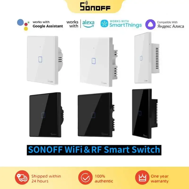 

SONOFF T2/ T3 EU/ UK/ US Wifi/ 433mhz RF Smart Wall Touch Switch 1/2/3 Gang Remote Control Wifi Light Switches For Smart Home