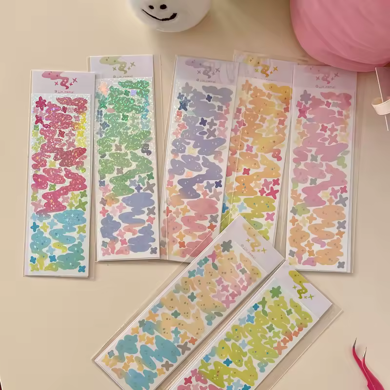 MINKYS New Arrival 3pcs 6pcs Kawaii Bear Ribbon Laser Bling Stickers DIY Scrapbook Stickers Confetti Decoration DIY Photo Frame - Image 15