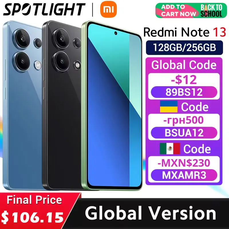  Xiaomi Redmi Note 13 [World Premiere] Global Version Snapdragon® 685 Smartphone 108MP camera 120Hz AMOLED display 33W charging 
