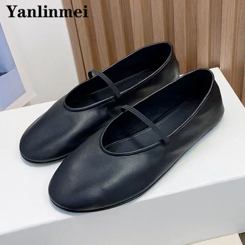 

Hot Sales Runway Ballet Flat Shoes Women Butterfly-knot Genuine Leather Mary Janes Shoes Comfort Round Toe Shallow Loafers Women