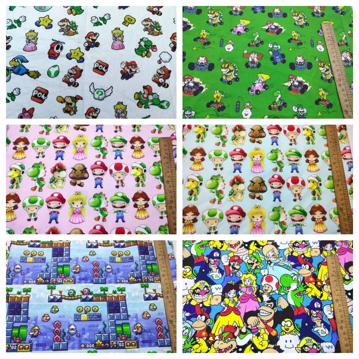 

45X140cm Width Cartoon Game Super Mario Bros. 100 Cotton Fabric for DIY Patchwork Textile Tissu Home Clothing Sew Material