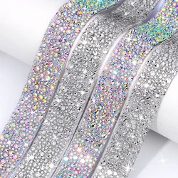 DUCTYSTAL 20mm Rhinestone Trim Self adhesive Bling Rhinestone Trim Sticker for DIY Crafts Clothing Decoration