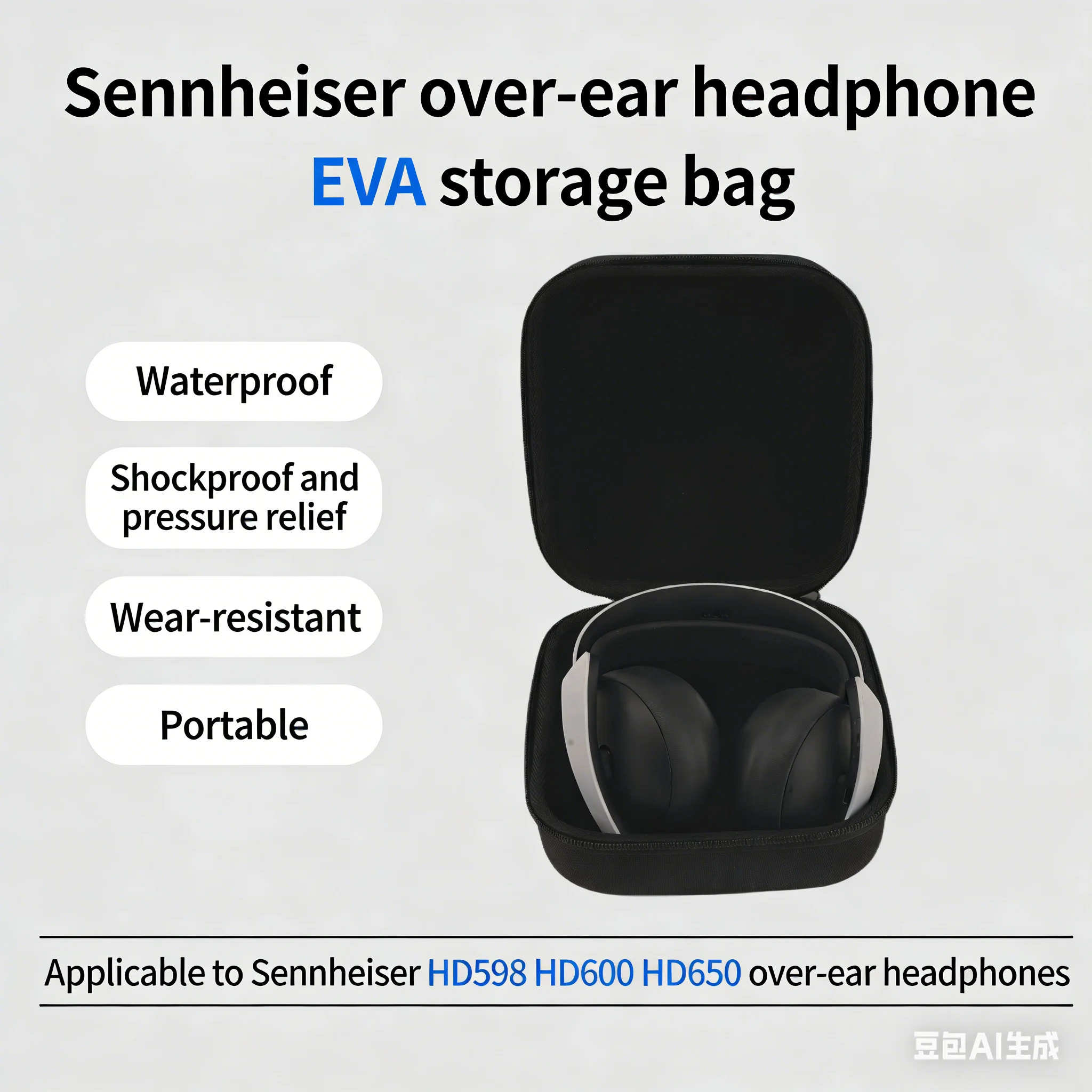 Hard EVA Storage Case for Sennheiser HD598 HD600 HD650 Over-