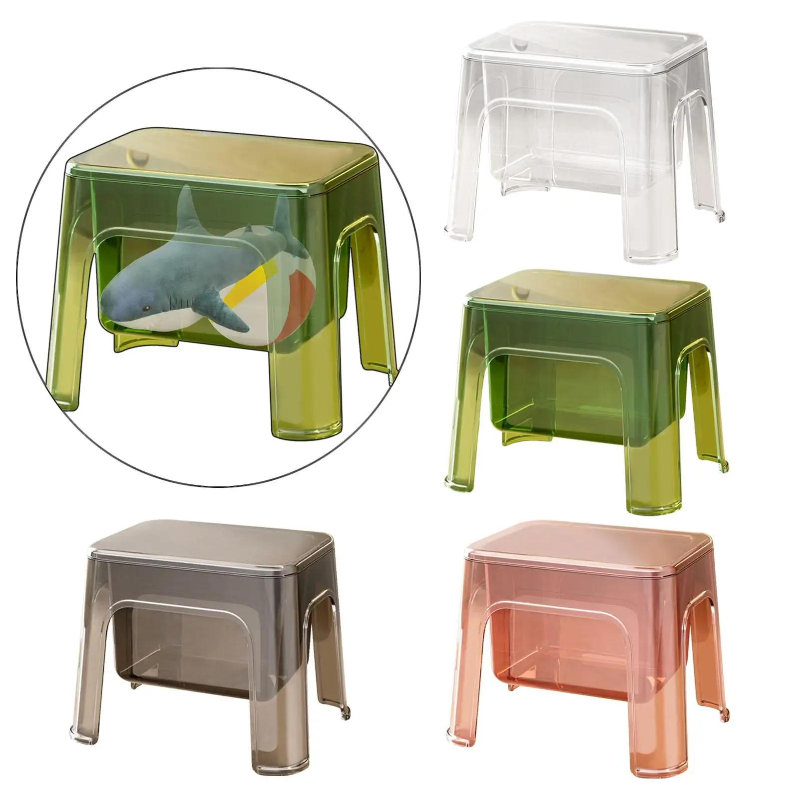 Step Stool Strong Bearing Transparent Minimalist Footstool Storage Ottoman Entryway Shoe Stool for Laundry Home Bedroom Kitchen