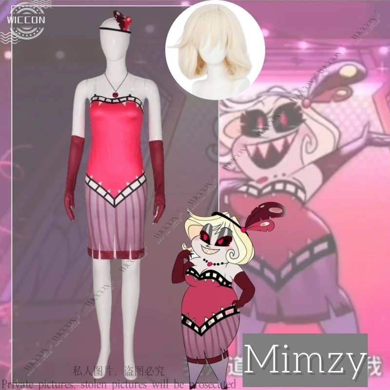 Mimzy Cosplay Costume 32cm Short Hair Wig Anime Halloween Party Role Play Carnival Costume Props Skirt+Gloves+Tiara+Necklace