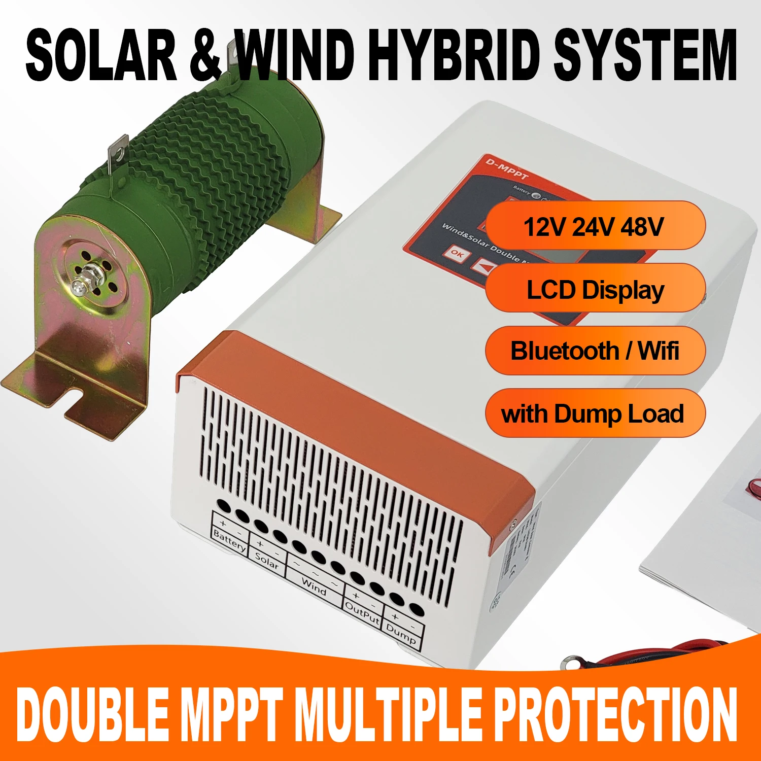 

Гибридный контроллер заряда солнечных батарей MPPT 9000W 10000W 12000W 80A для аккумуляторов 12V 24V 48V 60V LiFePO4 GEL со встроенным Bluetooth-монитором