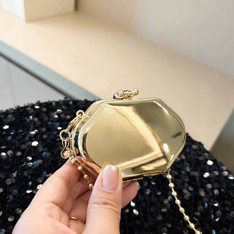 Fashionable Metal Style Shoulder Bag for Women High Quality Lipstick Pack Designer Chain Crossbody Bag Mini Decorative Bag