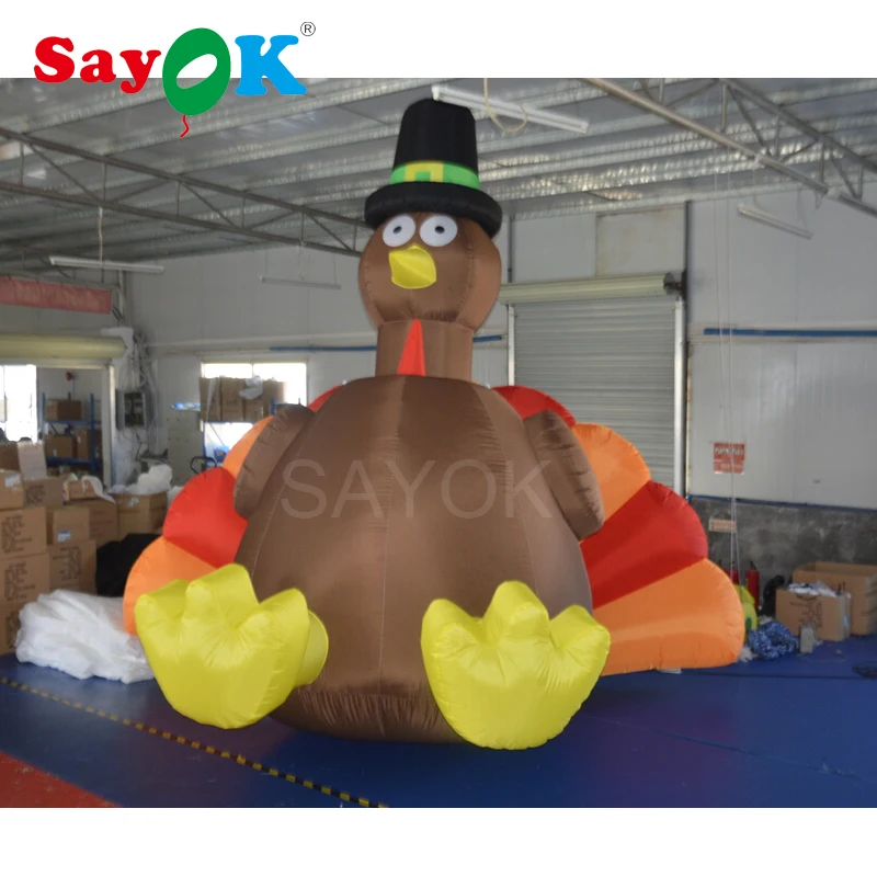 Outdoor Inflatable Thanksgiving Decorations Inflatable Turkey With Air Blower(1pc, 13.12ft)