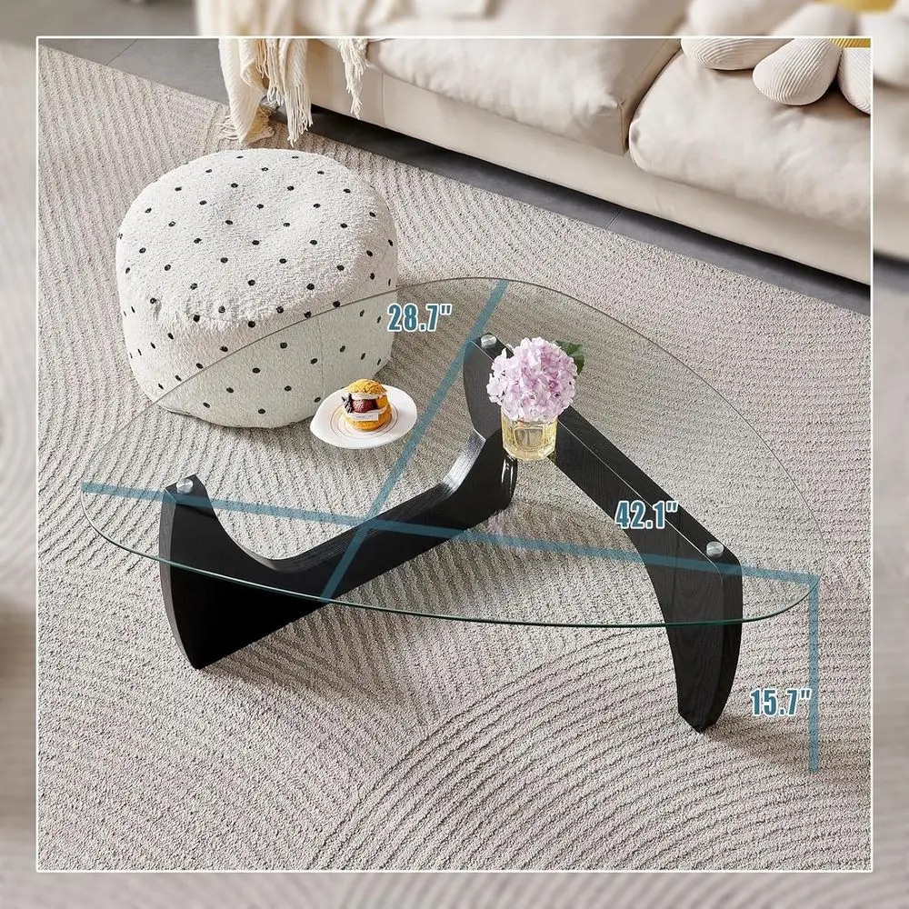 Elegante mesa de centro triangular negra: muebles de salón modernos de alta gama
