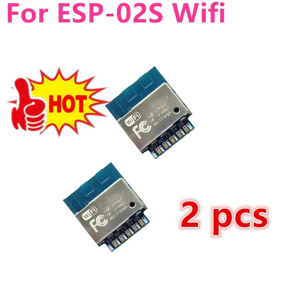 2pcs For ESP-02S Serial Wireless 2.4G Wifi Module Transceiver For Smart Home Industrial IoT 1Mbit Compatible ESP8266 ESP 02S