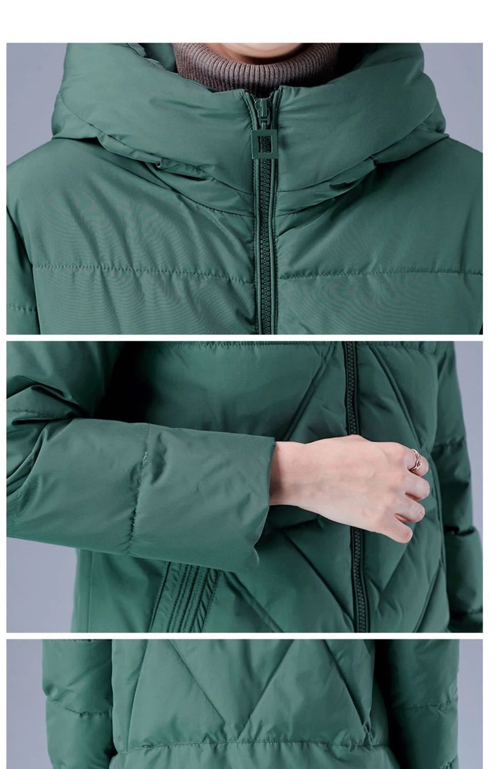 Mid-Length Korean Loose Cotton Coats Women 2022 Autumn Winter Casual Hooded Cotton-Padded Parkas Women Zipper Padded Jacket Coat