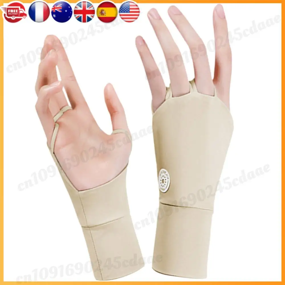 

Женские защитные перчатки для гольфа, крутые дышащие перчатки с открытыми пальцами, ледяной шелк, полые ладони, эластичные для тренировок на открытом воздухе