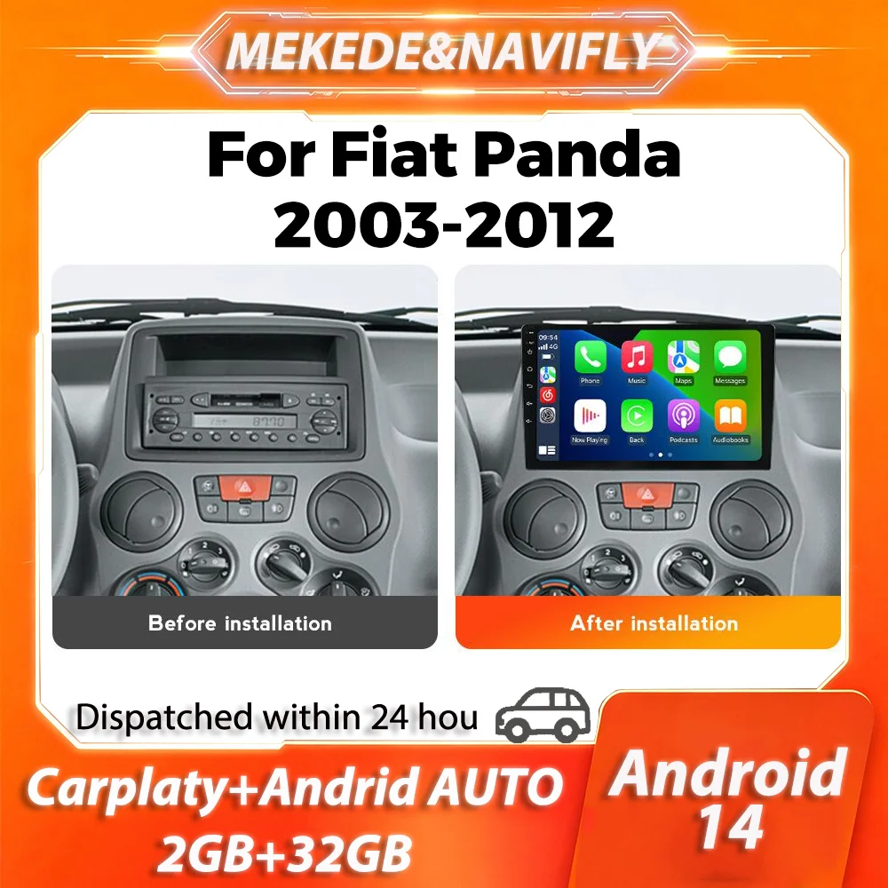 

MEKEDE 2 Din Carplay For Fiat Panda 169 2003-2012 IPS Screen Car Radio GPS BT autoradio Stereo Intelligent Car DVD audio system