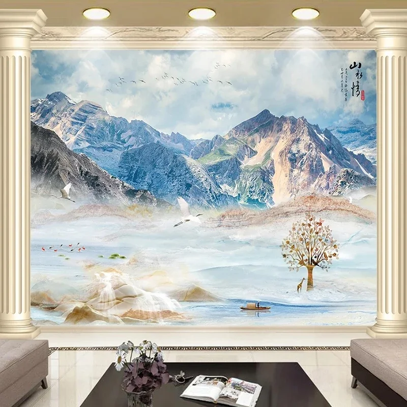 

Custom Wall Cloth European Blue Marble Landscape Photo Mural Wallpaper Living Room Bedroom Restaurant Wall Covering 3D Decor