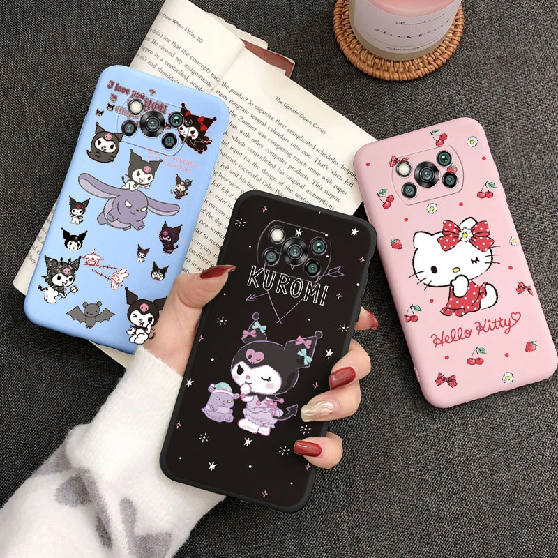 For Poco X3 Pro PocoX3 NFC Phone Case Kuromi Melody Back Cover Soft TPU Coque Cartoon Sanrio Funda For Poco X 3 Cinnamonroll Bag