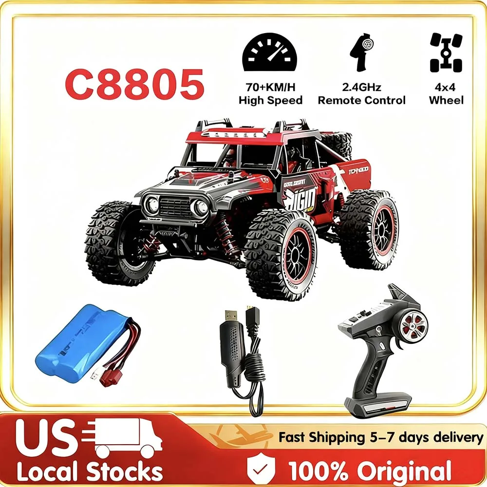 

2,4G Гоночный дрифт-автомобиль с дистанционным управлением, масштаб 1:16, 4WD, 70 KPH, высокоскоростной внедорожный грузовик, игрушки, подарки для мальчиков и взрослых, красный C8805 RC Car