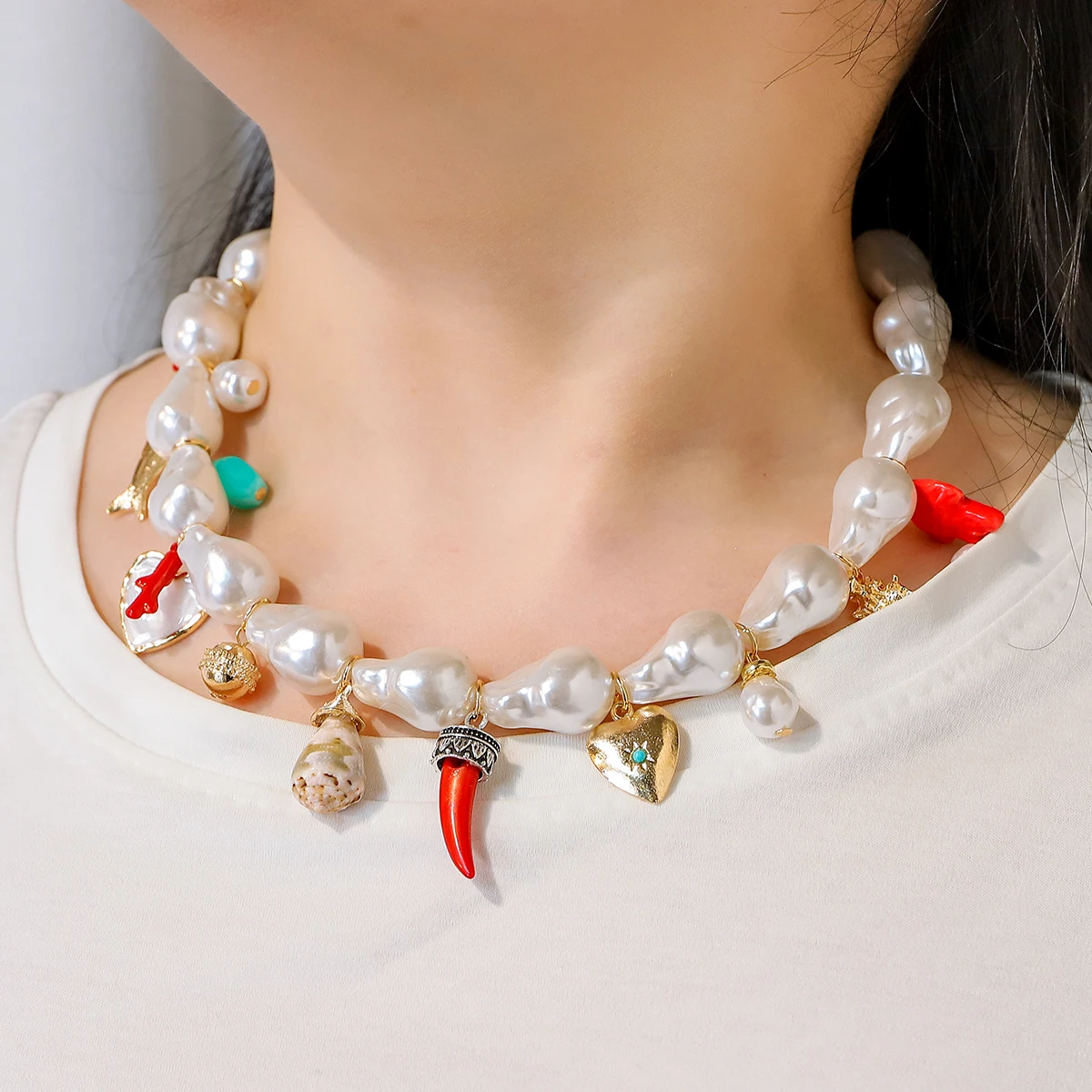 

2025 New ZAA Charm and Pearl Necklace Fashion Imitation Pearls Choker Necklace for Women Banquet Party Jewelry Neck Accessories