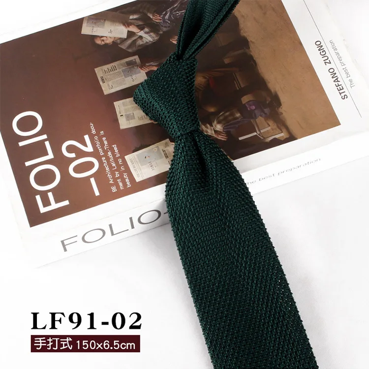 6,5 cm britischer Stil, lässige Herren-Krawatten mit Punkten, gestrickt, formelle Business-Krawatten, einfarbig, marineblau, Retro-Krawatten, handgefertigte Smoking-Krawatten – Detail 7