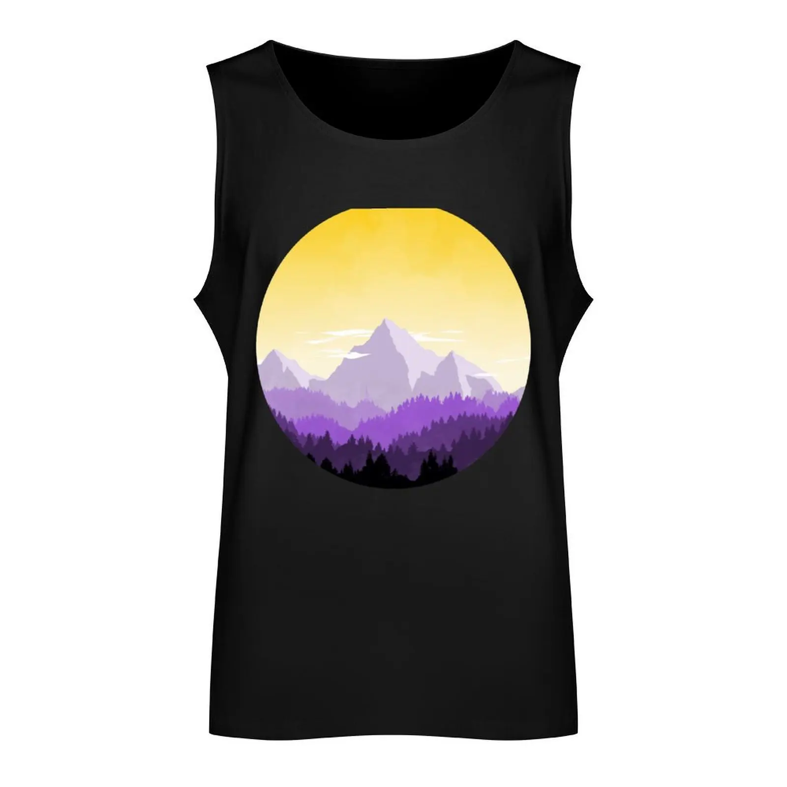 Enby Range Circle (Subtle Non-Binary Flag Landscape) Tank Top Men's gym t-shirts man anime top t-shirts for men