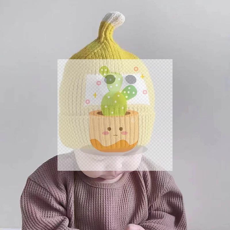 秋と冬のベビー帽子かわいいベビー帽子韓国スタイルプルオーバーウール帽子耳保護子供用ニット帽子