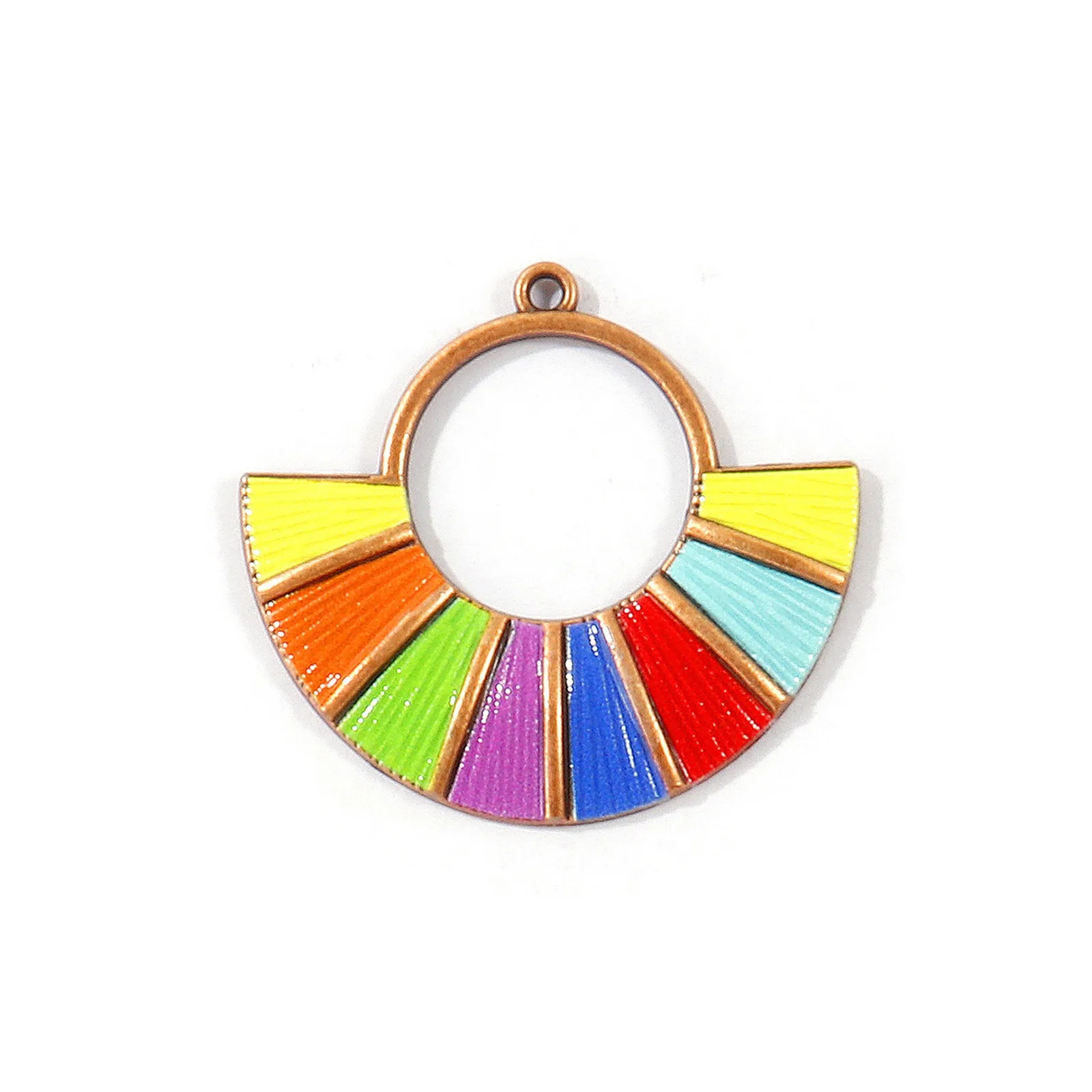 5 Stück Bohemian Ancient Charms Emaille-Anhänger mit Aufdruck, Verbinder aus Zinklegierung, antik kupferbeschichtet, für DIY-Halskettenherstellung, Großhandel – Detail 2