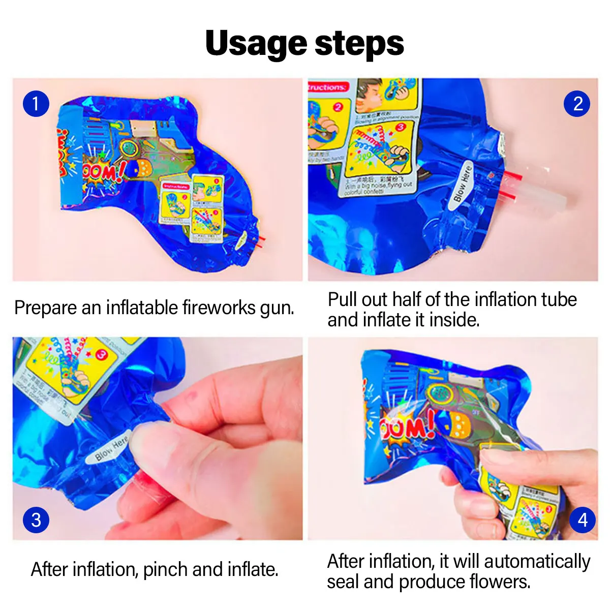 10/20/30 قطعة قصاصات محمولة باليد مدفع تحية صغيرة قابلة للنفخ دعائم تحية مناسبة للعطلات وحفلات الزفاف #3