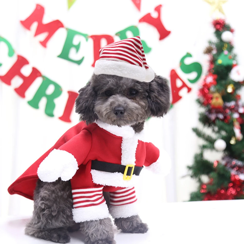 

1 set Santa Claus Suit Christmas Clothes Warm Winter Costume For Cat Xmas Party Pet Apparel Cosplay Outfit Festival Clothing Pet