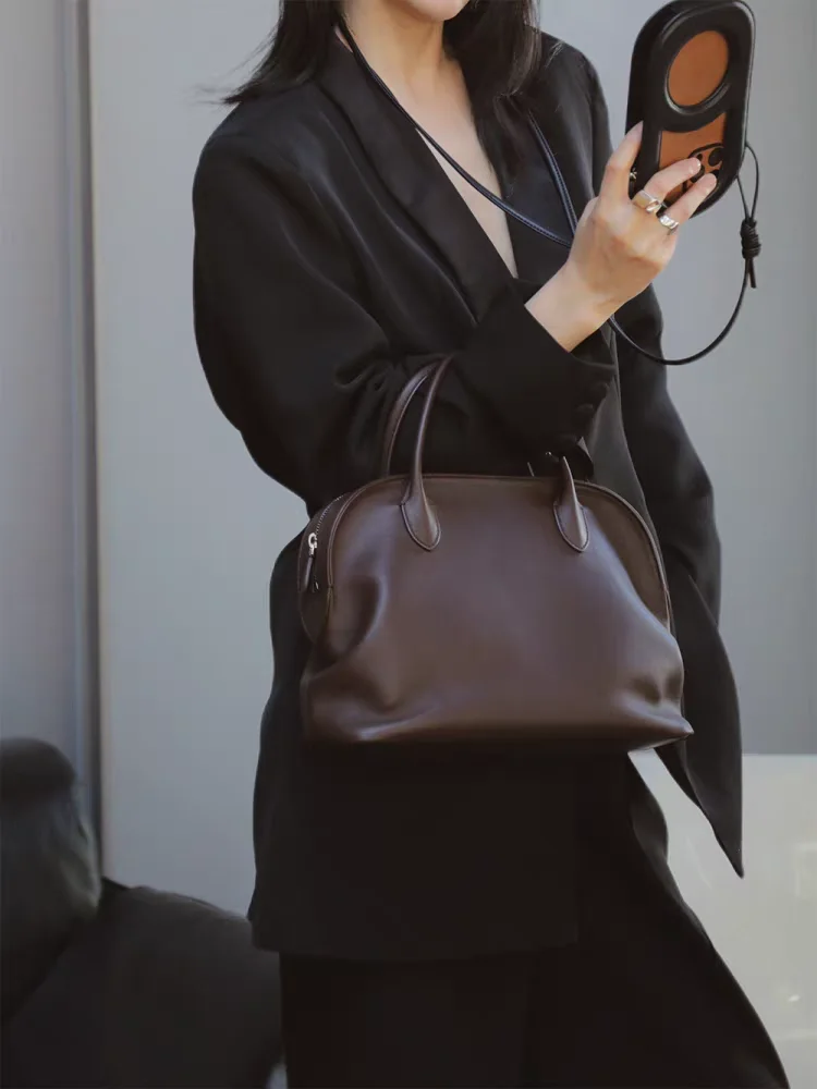 

Black Fashion Simple Genuine Leather Women Shell Bag\Handbag Real Leather Lady Shoulder Crossbody Commuter Bag Big New